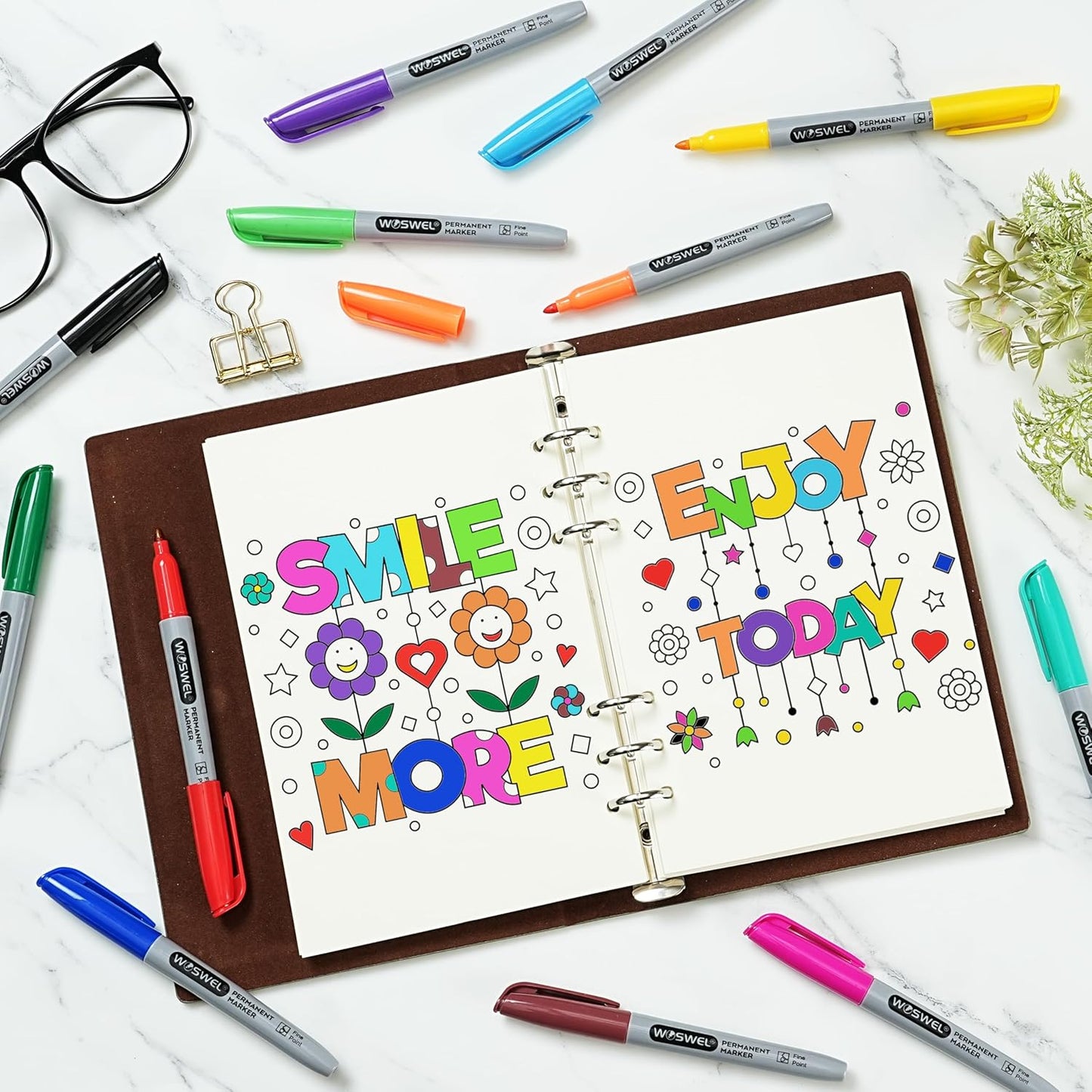 Permanent Markers Bulk, 144 Pack Permanent Marker Set, 12 Assorted Colors, Fine Point Tip, Fast Dry, Waterproof, work on Plastic, Glass, Metal, Wood and Stone, Perfect for School, Office, Home