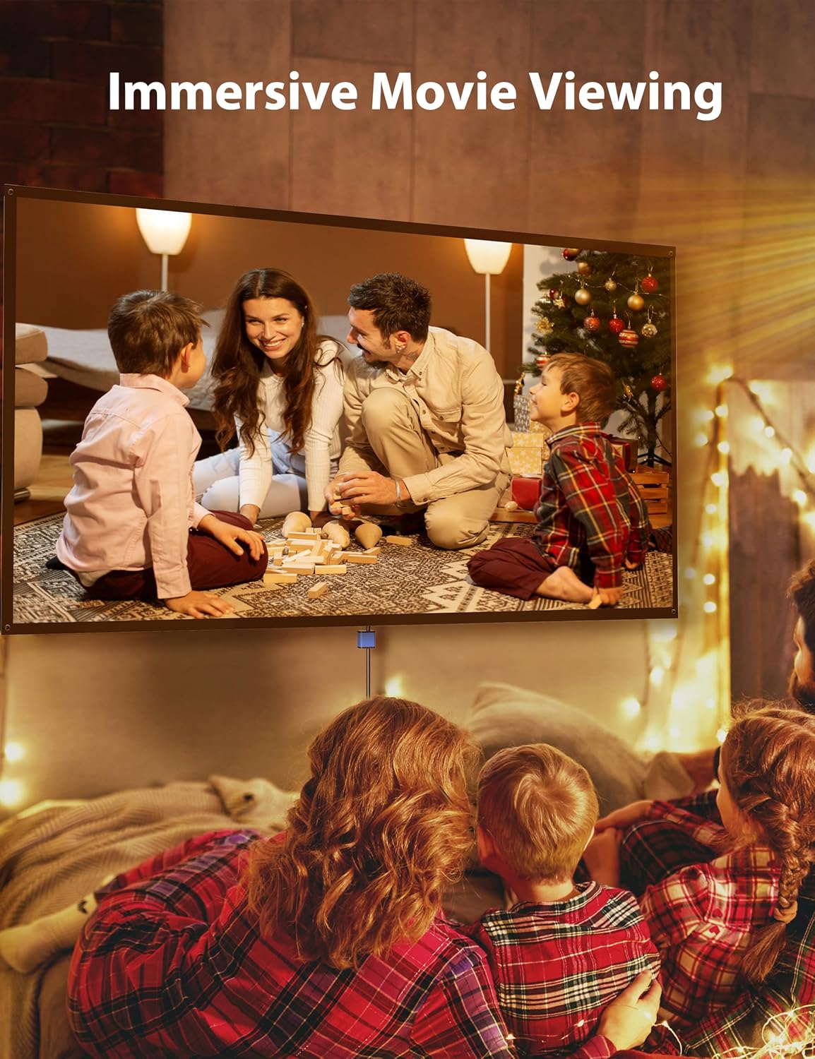 Projector Screen with Stand, PARIS RHÔNE 80-inch Outdoor Indoor Projector Screen 16:9 4K HD PVC, 1.5 Gain Portable Wrinkle-Free Movie Screen for Home Backyard Theater with Carry Bag, Ground Nails