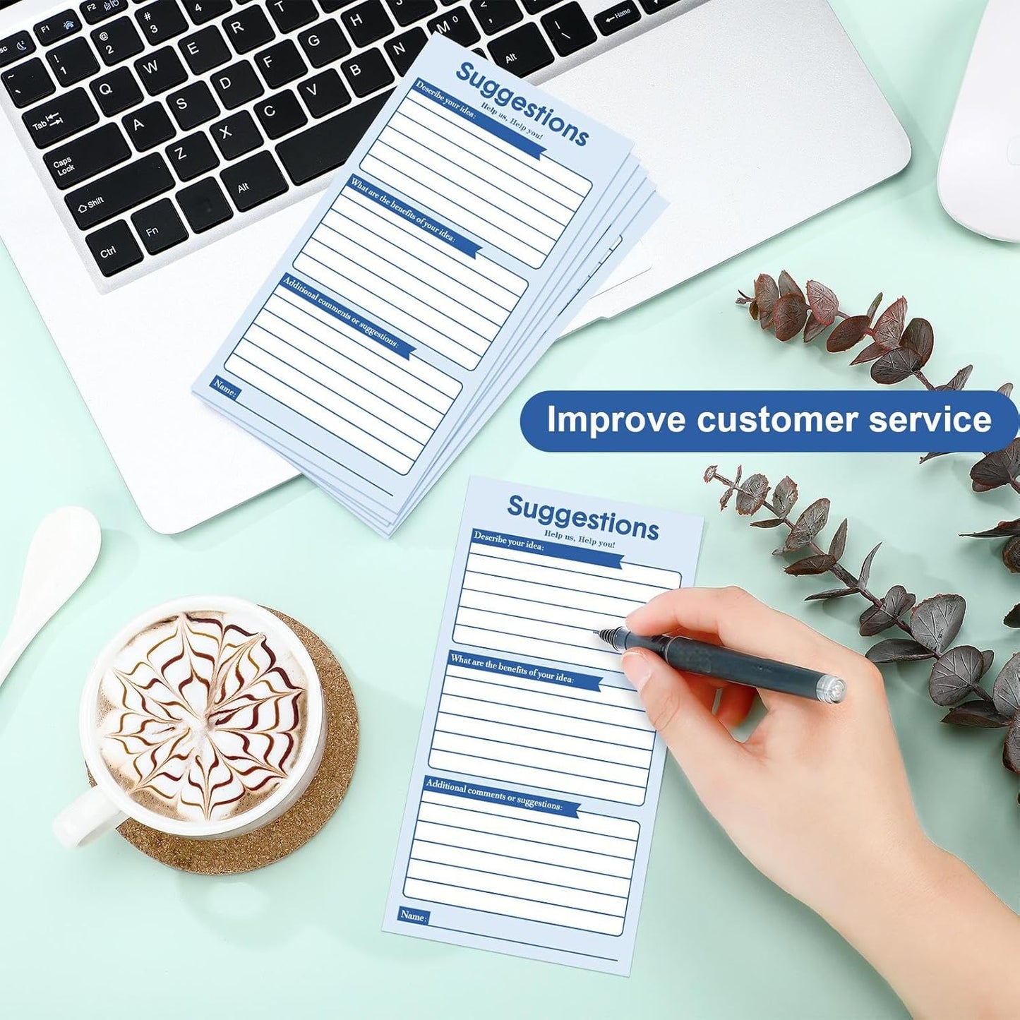 Pajean 400 Sheets Suggestion Cards Comment Complaint Cards for Suggestion Box with Lock Feedback Box Continuous Improvement for Customer Complaints(Blue)