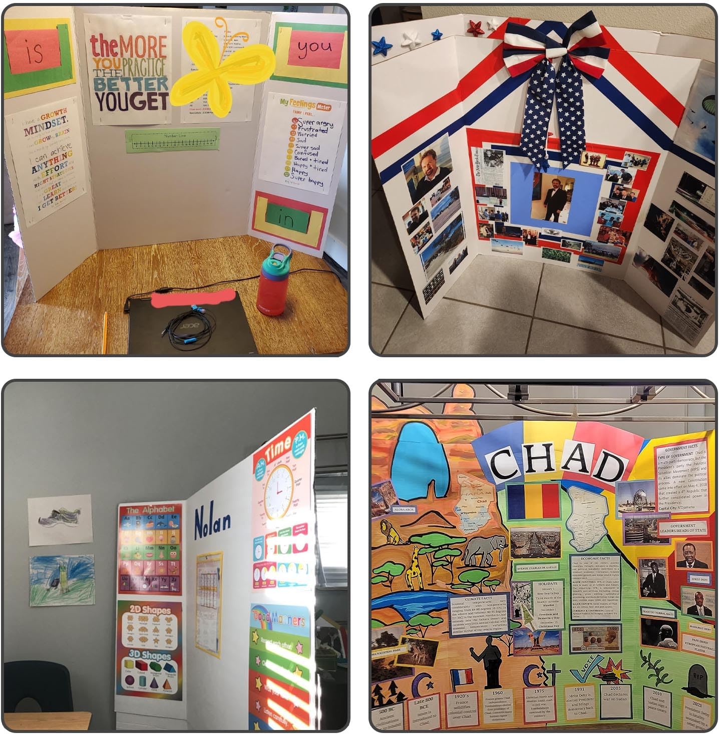 Trifold Poster Board, 24" x 16", 3-Pack, White Corrugated Project Boards for Science Fairs, School Projects, Event Displays, and Business Presentations