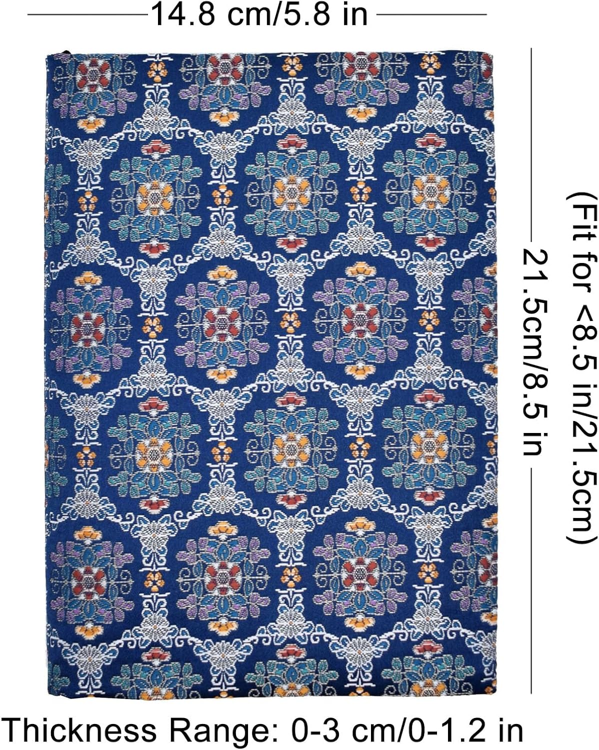 BLBMH A5 Book Covers for Paperbacks Fit for 5.5x8.4 inch Adjustable Book Sleeve Cover for Women Over 15 Soft Cloth Protector for Novels Notebook Journal - Flower Blue