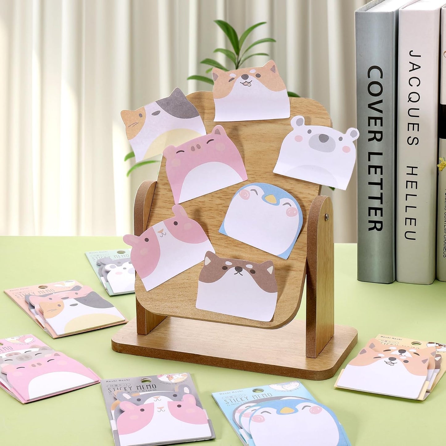 Cute Sticky Notes, 6 Pack 270 Sheets Kawaii Cartoon Animal Sticky Notes, Mini Cartoon Notes Animals Shape Markers Flags Self-Stick Memo Pads for School Home Office, JT-BG072-06