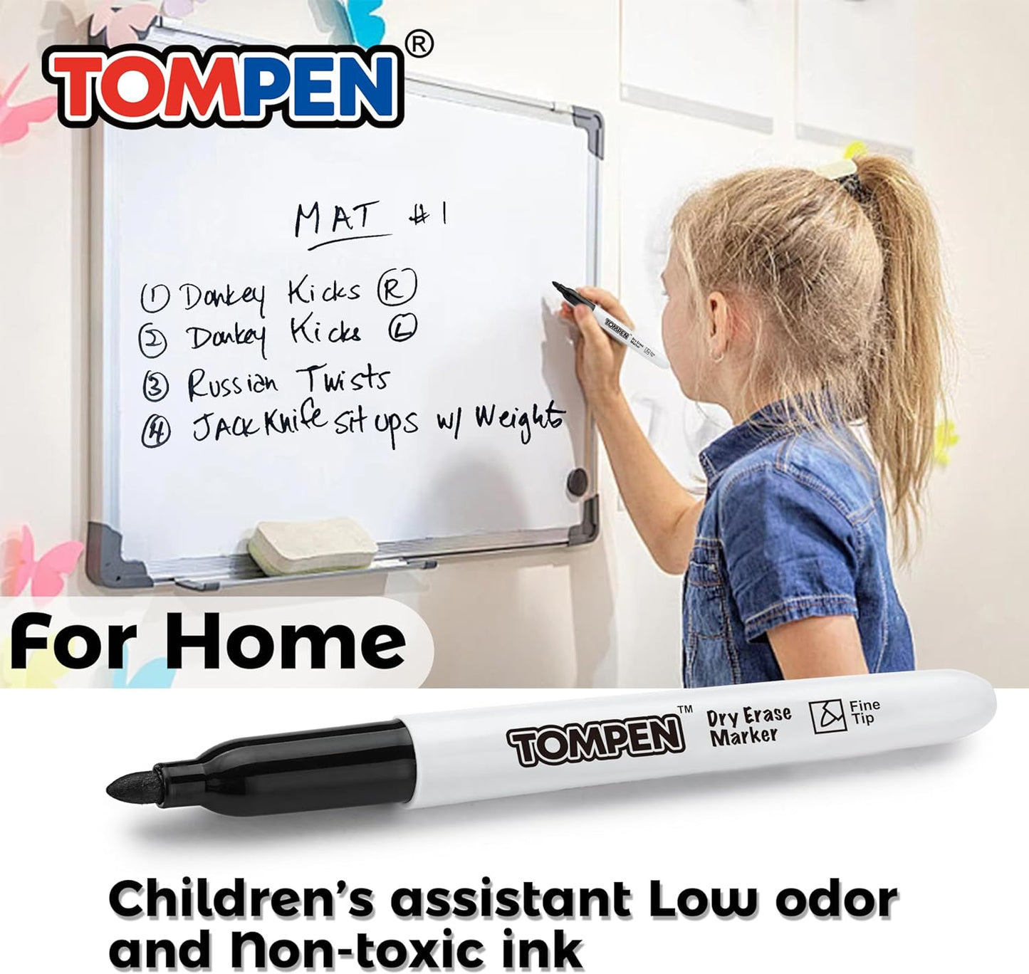 Dry Erase Markers Black,160 Bulk Pack Fine Tip,Low Odor Quick-Drying Whiteboard Markers for Office Home School Writing Planning