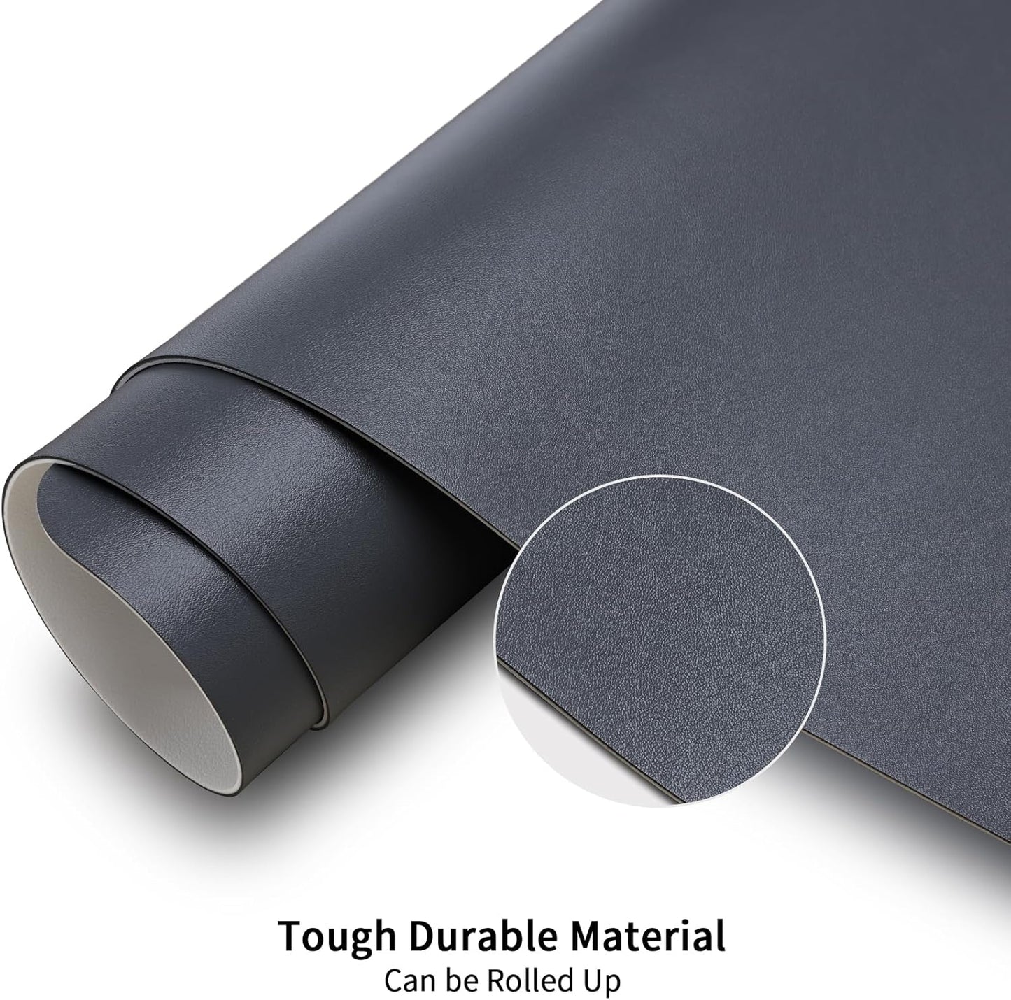 KINGFOM Desk Pad Office Desktop Protecter, PU Leather Desk Mat Blotters Organizer with Comfortable Writing Surface (47.2" x 23.6", White+Gray)