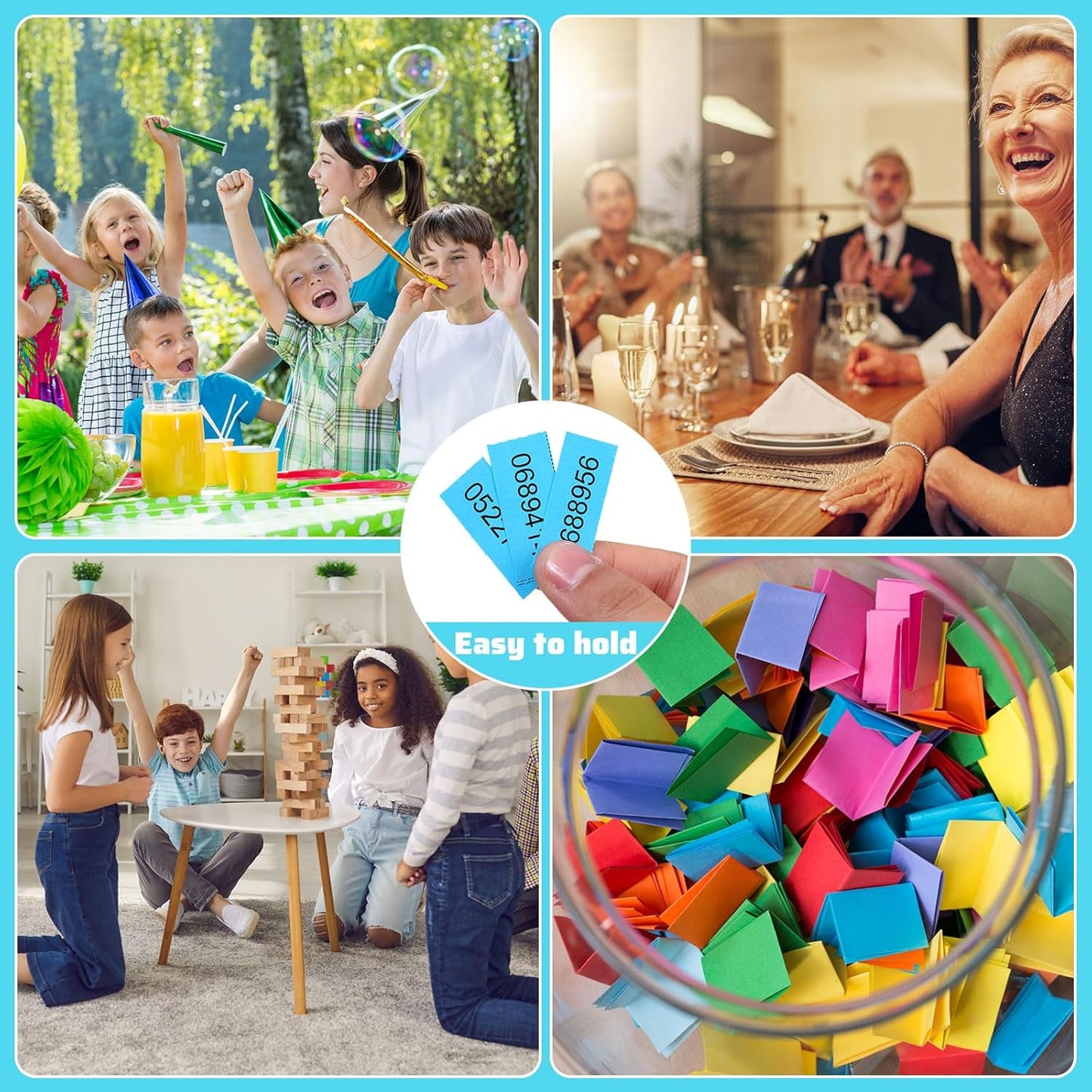 Kosiz 2000 Sheets Raffle Ticket 25 Bid Chinese Auction Tickets Tricky Tray Basket Raffle Sheets for Back to School Class Rewards Carnival Door Prizes Events(Lake Blue)