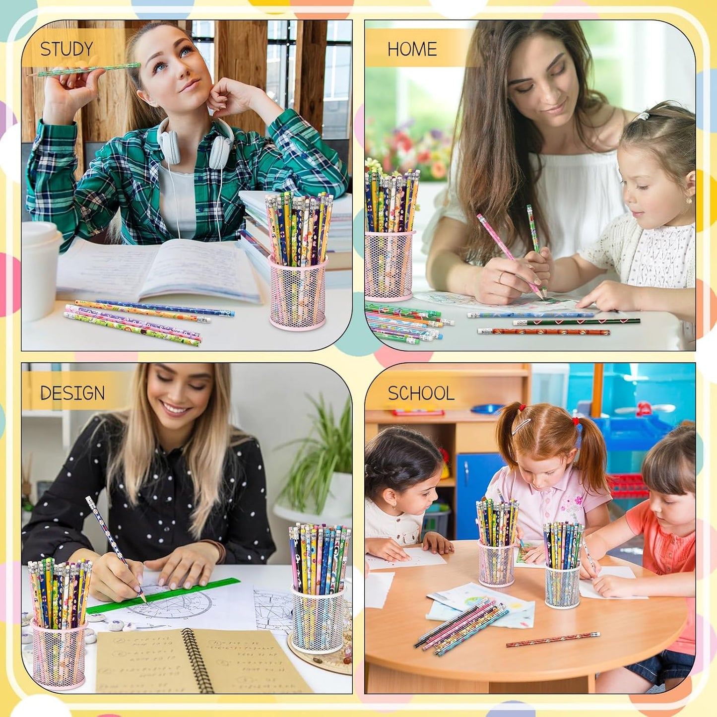 Sabary 200 Pcs Assorted Wood Pencil Bulk 50 Styles #2 HB Colorful Novelty Fun Dinosaur Animals Fruits Sports Pencils with Erasers Back to School Supplies for Kids Student Teacher Classroom Reward