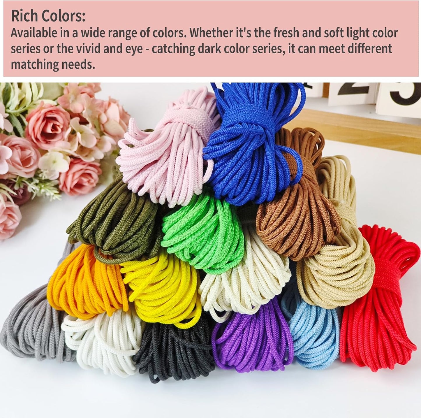 3mm No-Slip Bungee Cord - 15 Color Assortment - 1/8 Inch Strong Elastic String for Crafts, Kayak Tie Downs,Sports Gear,Hair Bands, Sewing,Shoe Laces, Camping & DIY Projects