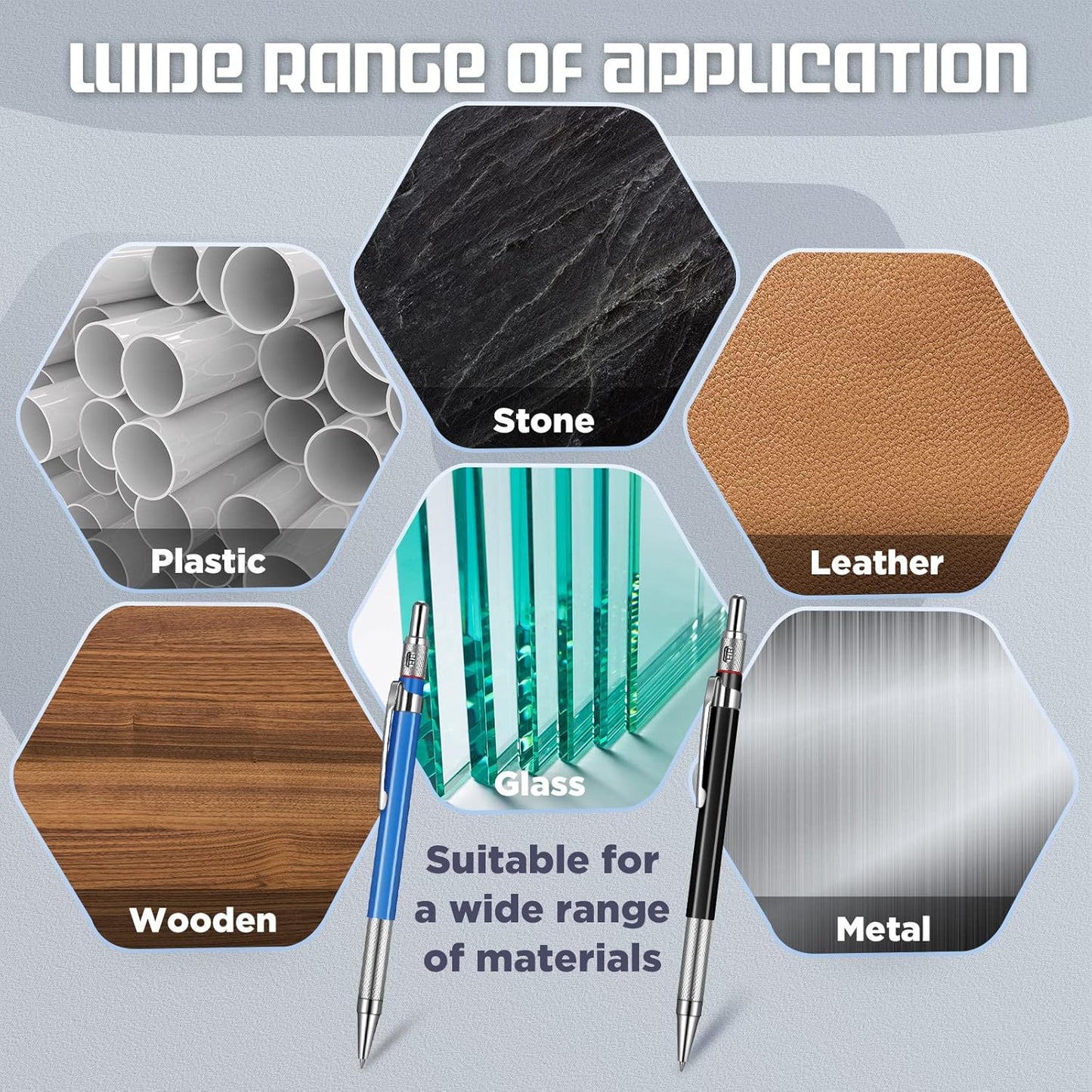 Nezyo 12 Pieces Welder Pencil with 108 Pieces Round Refills Mechanical Metal Pencil Marker with Built in Sharpener Pen for Construction Workers, Metal Work, Plumbers, Framers