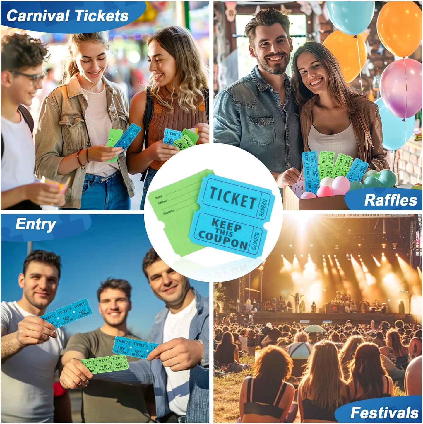 800PCS Double Roll Raffle Tickets 50/50 Raffle Tickets Perforated Line Consecutive Numbers Tearable Writable Suitable for Raffles, Events, Carnivals, Entry, Lottery, Prizes