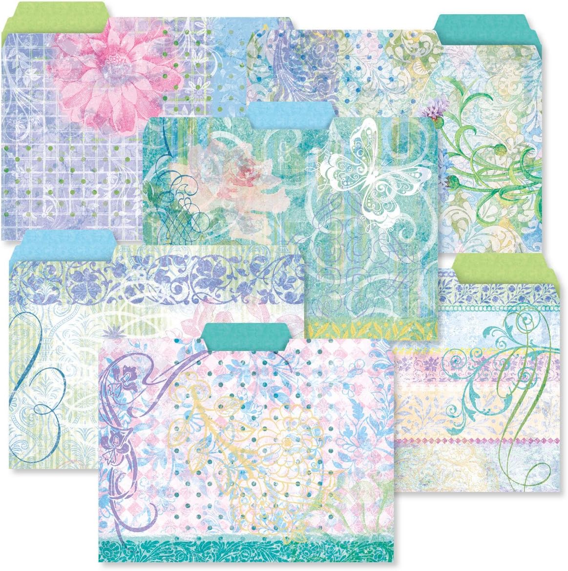 Current Floral Fun File Folders Value Pack - Bulk Set of 24, 6 Pretty Decorative Designs, 1/3 Cut Tabs, Heavy-Duty Paper Stock, Office Supplies for Home & Work, 9-½” x 11-¾” Letter Size