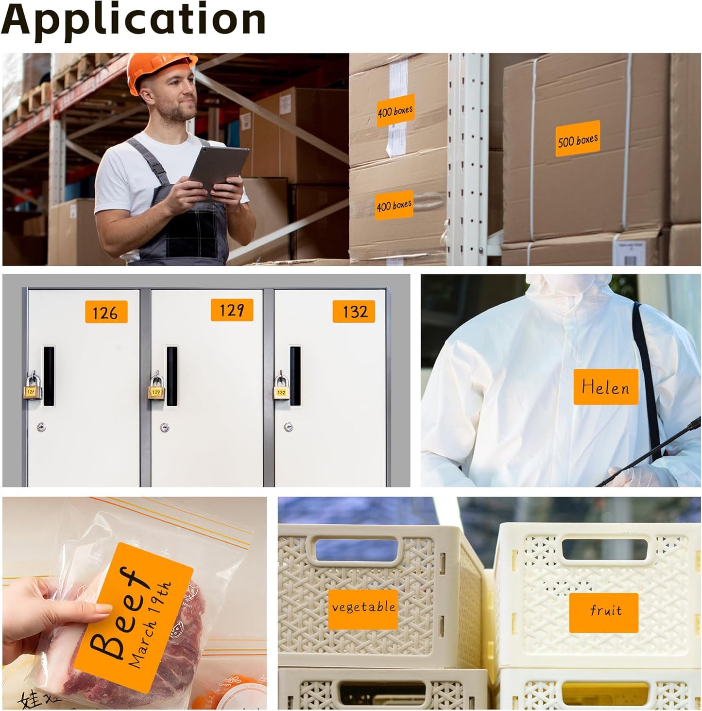 PARLAIM 3 X 5 Inch 1000Per/4Rolls Rectangle Inventory Color Coding Labels,Roll Square Label Stickers for Home (Fluorescent Orange)