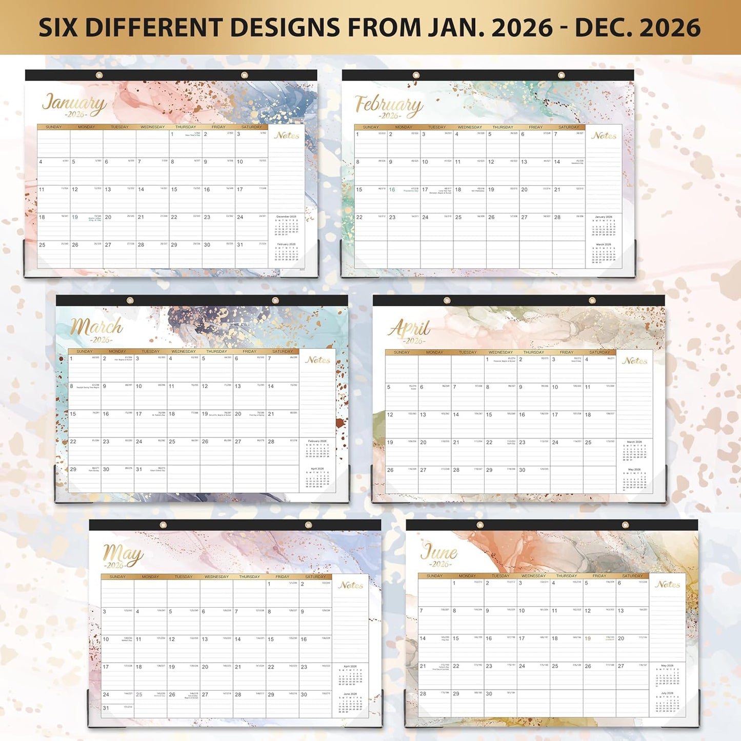 2026 Desk Calendar - 2026 Calendar from January 2026 - December 2026, 17" x 12", Calendar Wall/Desk 12 Month with Protector Corner, Large Blocks