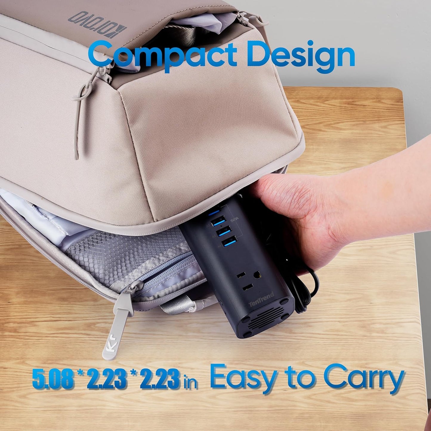 Flat Plug Surge Protector Tower, TenTrend Power Strip Tower with Surge Protection, 3 AC Outlets & 8 USB Ports, 5FT Extension Cord, 115W Total Fast Charging Station for Multiple Devices