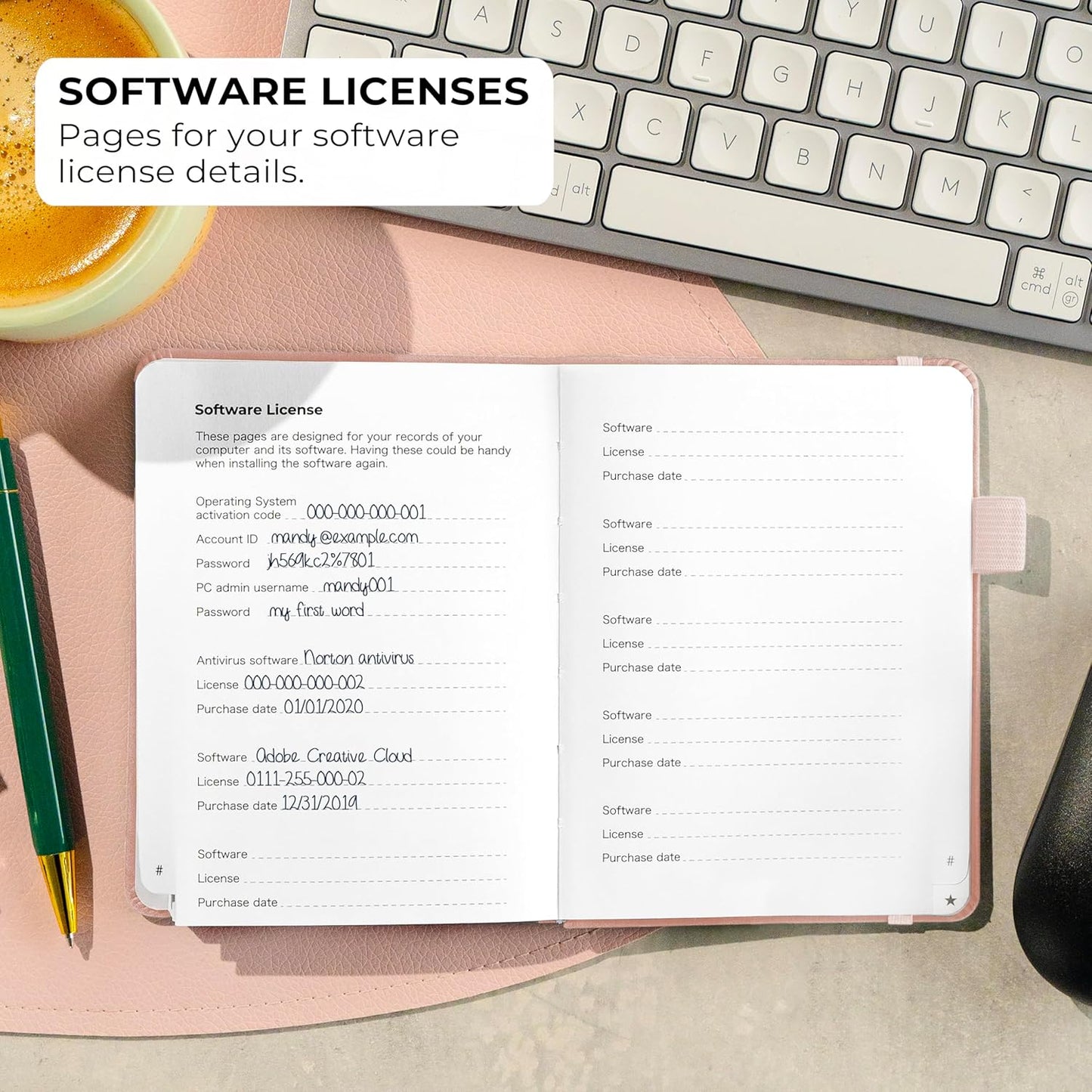 Clever Fox Password Book with alphabetical tabs. Internet Address Organizer Logbook. Small Pocket Password Keeper for Website Logins (Rose Gold)