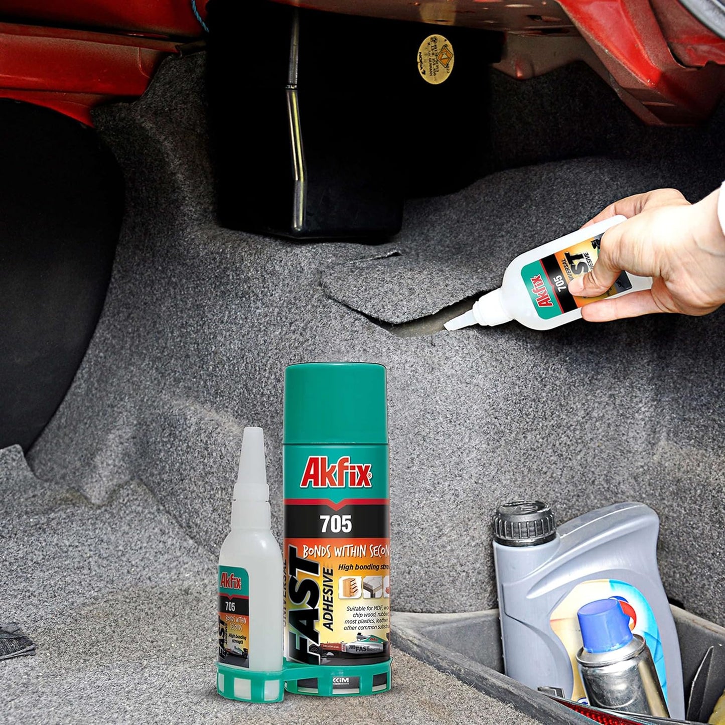 Akfix 2-Pack 400ml 705 Fast Adhesive CA Glue (3.50 oz.) with Activator (13.50 fl oz.) Clear Super Glue Adhesive and Accelerator Spray - 2 Pack