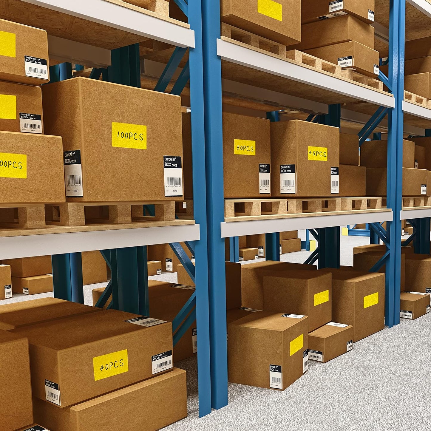 PARLAIM 3" x 5" Inch Rectangle Color Code Stickers,500 per Dispenser Box Roll Label,Adhesive Roll Square Label Stickers for Inventory(Glod)