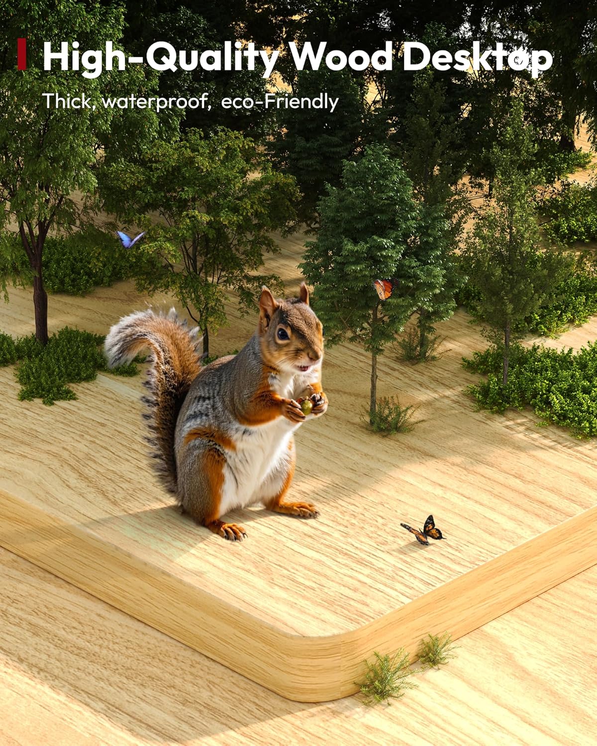 SANODESK Electric Standing Desk 48 x 24 Inches Whole-Piece Desktop Height Adjustable Stand Up Desk w/6-Button Controller Ergonomic Computer Desk for Home Office, White Frame + Natural Tabletop