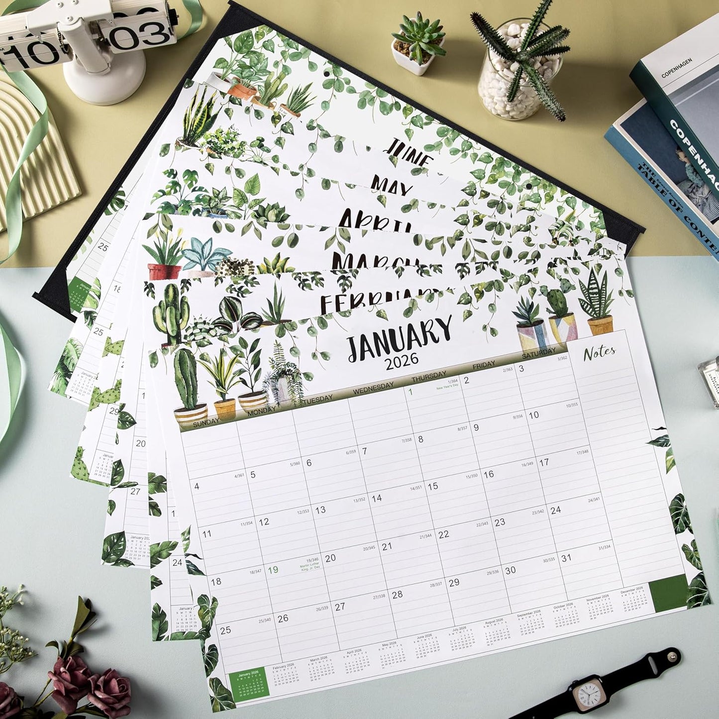 2026 Desk Calendar - 2026 Large Desk Calendar 22x17, Jan. 2026 - Dec. 2026, 2026 Large Calendar, 12 Months, Corner Protectors - Plants