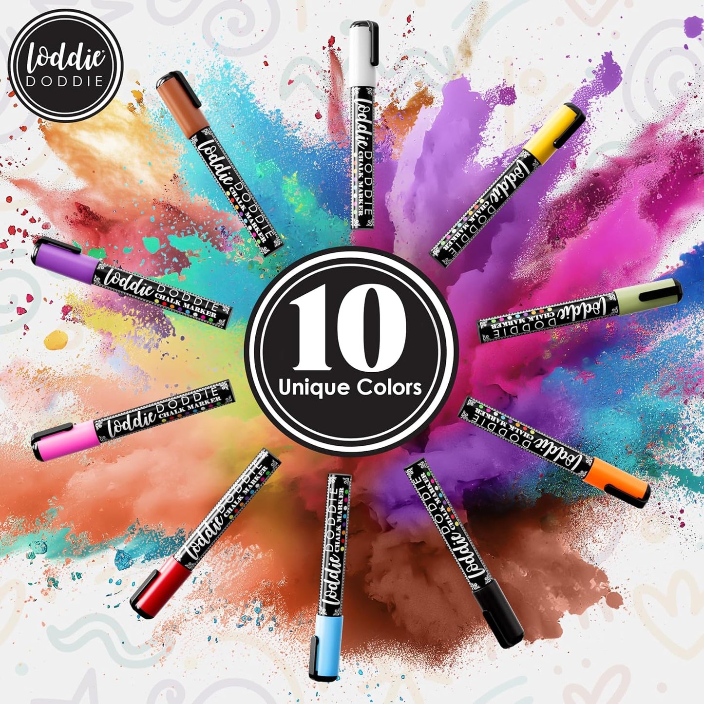 Loddie Doddie Liquid Chalk Markers - 10-Count 6mm Chisel & Bullet Tip - Earth Tone Erasable Chalkboard Pens - Dry Erase Markers for Blackboard