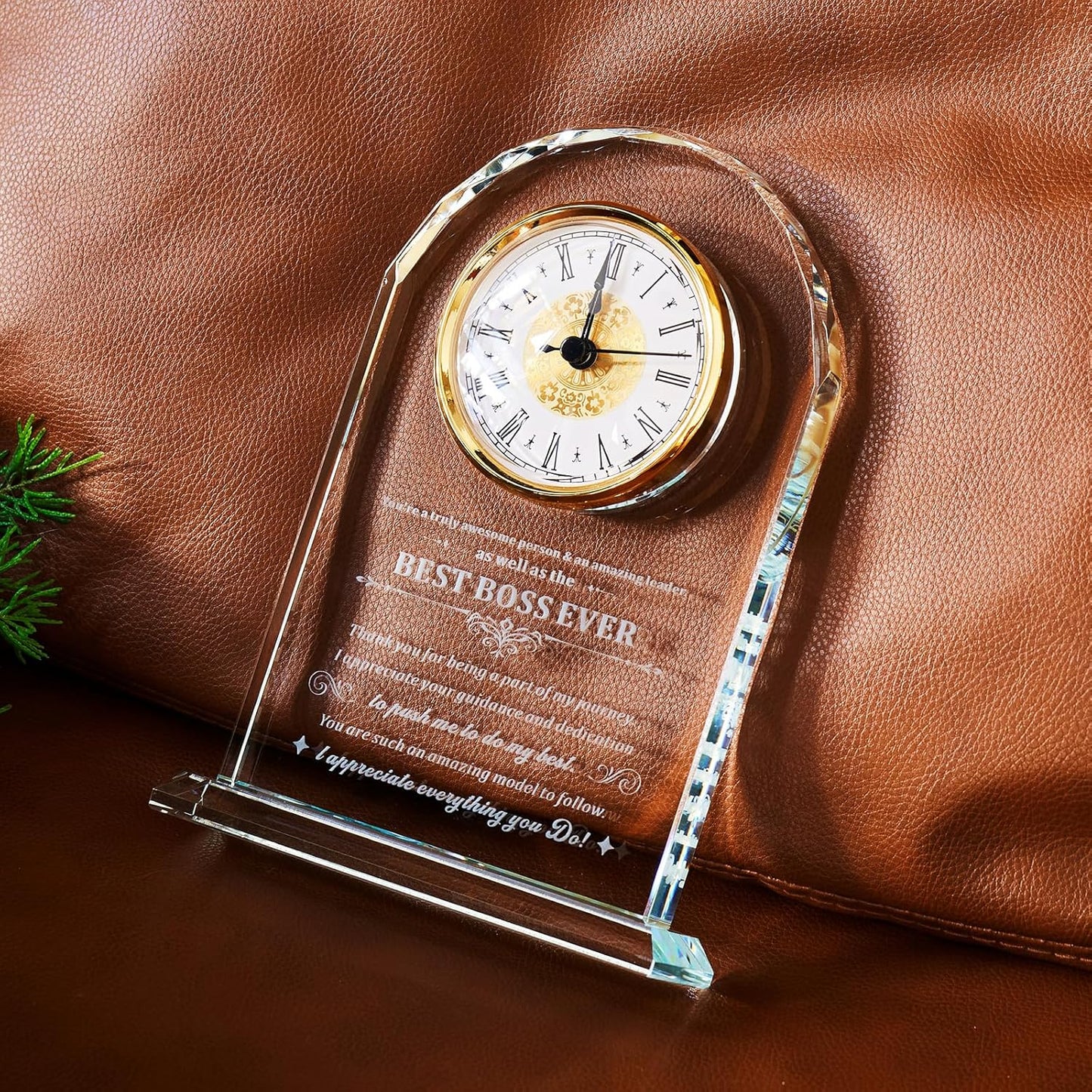 Elegant Glass Table Best Boss Gifts Appreciation Thank You Gifts Great Boss Day Birthday Ideas for Boss Office Farewell Gifts Retirement Birthday Gifts (Battery not Included) (Boss gifts)