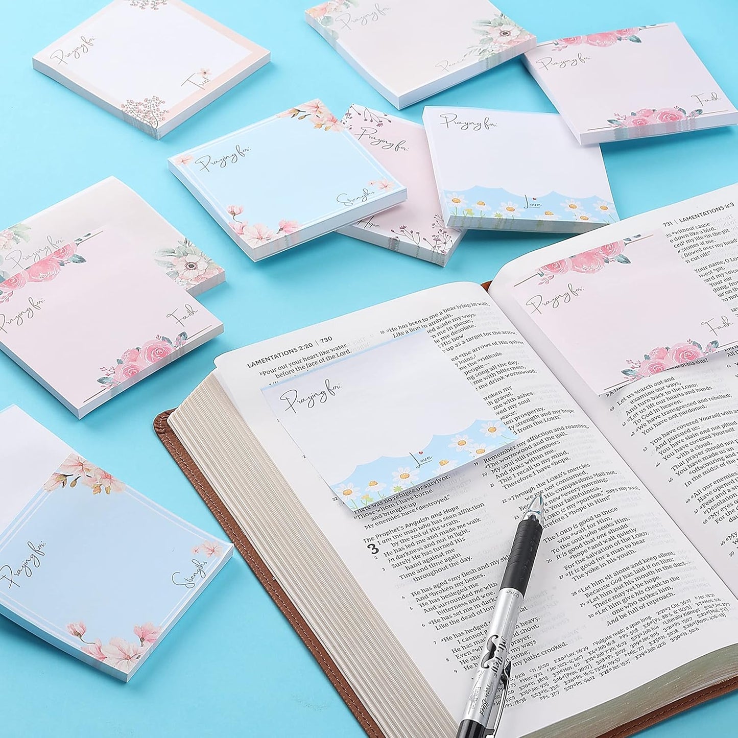 Mr. Pen- Floral Sticky Notes, 3'x3', 12 Pads, Aesthetic Colorful Sticky Notes in Bulk