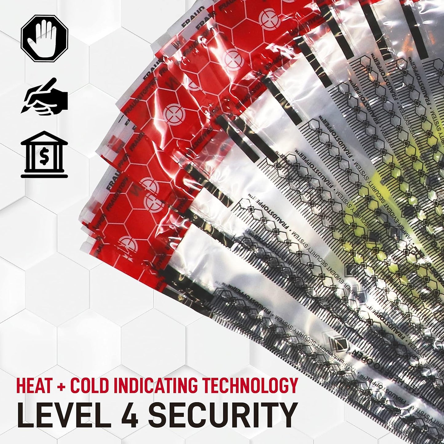 Nadex 9 x 12 Inch Tamper Evident Bank Deposit Bags with FRAUDSTOPPER Level 4 Security, 1000 Pack (Clear)