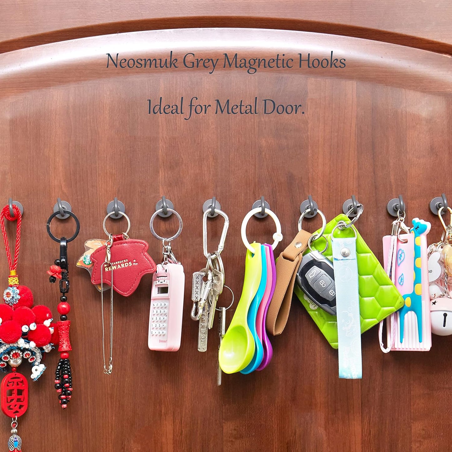 Neosmuk Magnetic Hooks,30lb Heavy Duty Earth Magnets with Hook for Refrigerator, Extra Strong Cruise Hook for Hanging, Magnetic Hanger for Curtain, Grill (Grey, 4 Pack)