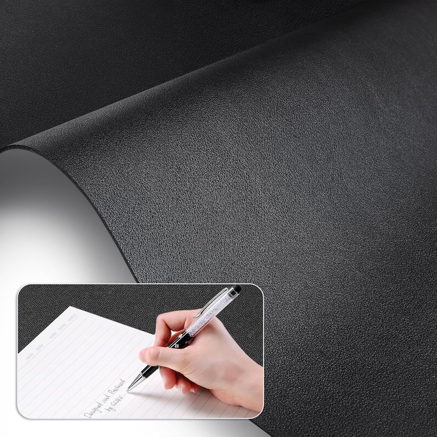 KINGFOM Desk Pad Office Desktop Protecter, PU Leather Desk Mat Blotters Organizer with Comfortable Writing Surface (31.4" x 15.7", Black)