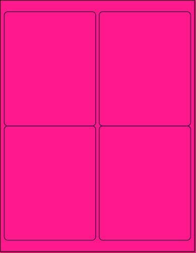 NextDayLabels - 8-1/2 x 11 Neon Color High Light Fluorescent Labels for Laser & Inkjet Printer (Pink Fluorescent, 4 x 5-4 Per Page | 200 Labels)
