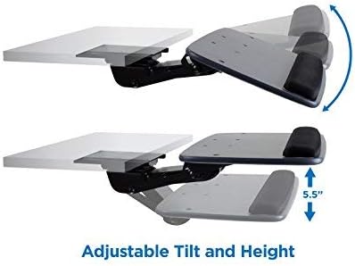 Mount-It! Under Desk Keyboard Tray, Adjustable Keyboard and Mouse Drawer Platform with Ergonomic Wrist Rest Pad, 17.25" Track (MI-7137)