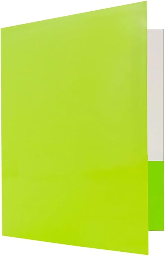 JAM PAPER Custom Printed Semi-Gloss Folders with Round Corner Pockets - Personalized Logo & Text - 10 pt C2S - Lime Green - 250/Pack