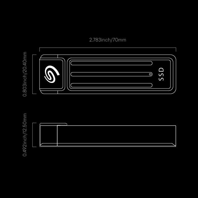 Seagate Ultra Compact 1TB, Portable SSD, 1000MB/s, USB-C, USB 3.2 Gen2, IP54 Water Dust and 3m Drop Resistant, Windows/Mac/iPhone/iPad/Android Phone/Tablet/PS4/PS5/Xbox Compatibility (STMX1000400)