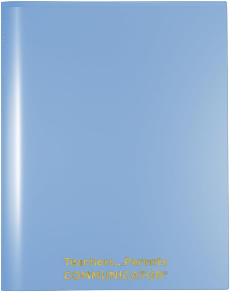 Nicky's Folders® English Communicator, Parent-Teacher Folder, Patented Tear-Resistant Flexible Plastic 2 Inside Pockets, 2 Exterior Sleeves, Letter Size Paper, Single Color(24 Pack) (Powder Blue)