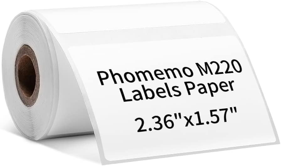 Phomemo 3 Roll 2.36"x 1.57" Thermal Sticker Label, 180 Labels/Roll Compatible with M220, M250, M260,M200, M221 Printer, Strong Permanent Adhesive, for Customer Mailer, Address, Business Letter