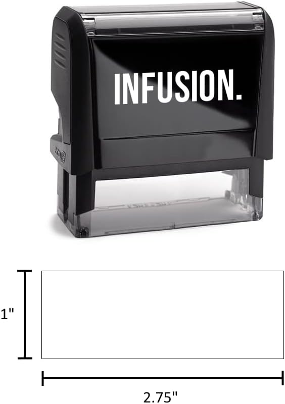 Infusion Self-Inking Custom Rubber Stamp (Personal or Business Use) - Choose from 16 Colors (1" x 2-3/4")