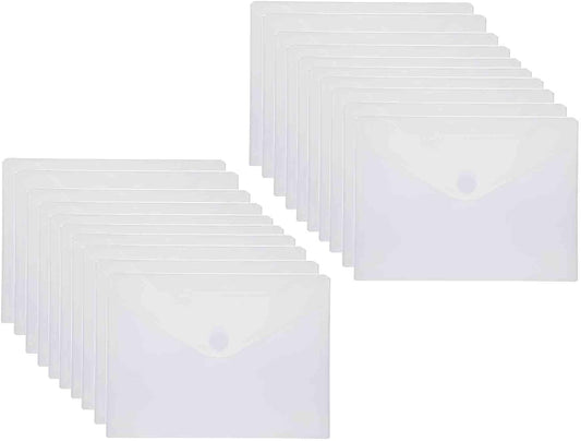 9x7 Clear Plastic Envelopes Hook Loop Closure Receipt Stickers Storage Holder 20 Pack