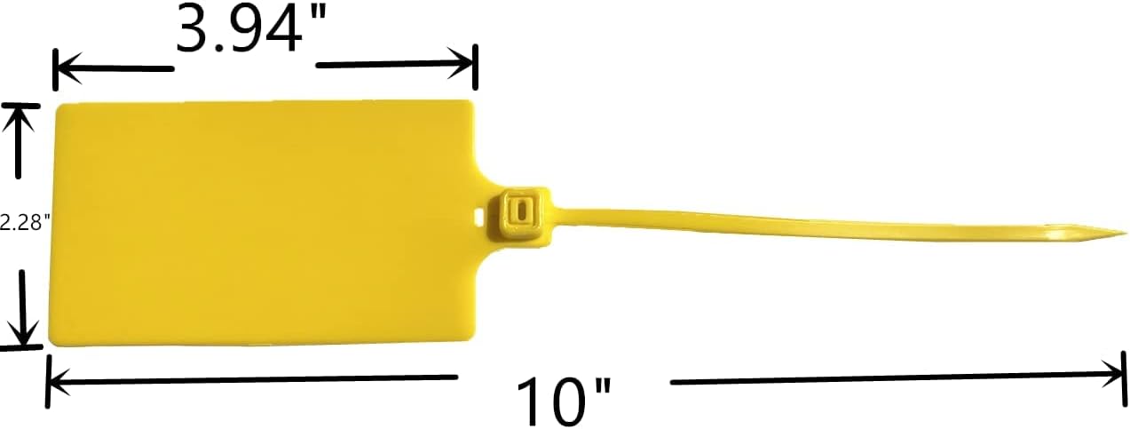Blank Waterproof Plastic Tags Marker Ties Large Labeling Tags Fastener 2.28"×3.94" 200pcs,Yellow