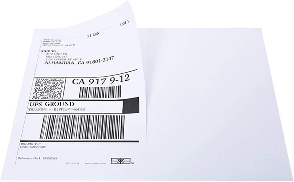 BESTEASY Round Corner Half Sheet Self Adhesive Shipping Labels for Laser and Ink Jet Printers, White Blank (2000 Sheets, 4000 Labels)