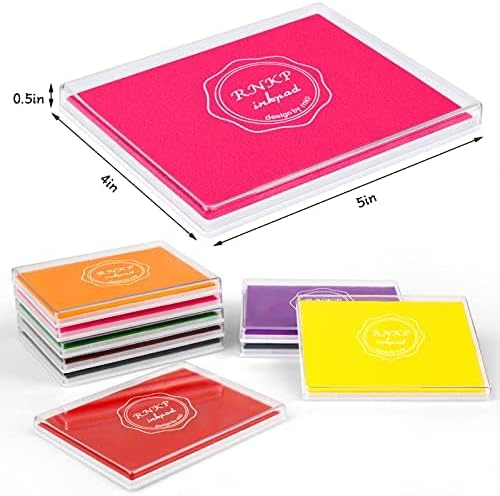 MOYBMG Large Pink Permanent Ink Pad for Rubber Stamps, 5x4 Inch, Kids Non-Toxic Safe Ink Pad, Paper Wood Fabric