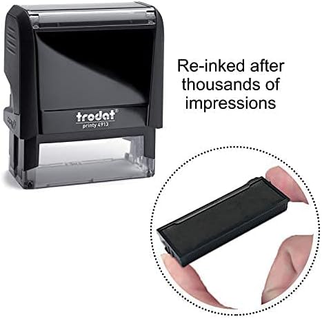 Trodat 4913 Self Ink Notary Stamp - Rectangular, 7/8" x 2-3/8", Plastic, Black, Red, or Blue