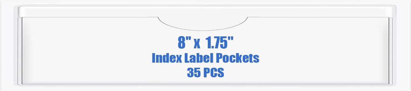 Origin-Joy 35 PCS Self Adhesive Index Card Pockets with Top Open, Clear Plastic Label Holder for Cards of Note, Library and Business, Adhesive Label Pockets & Card Holder (8 x 1.75 inch)
