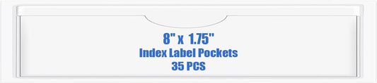 Origin-Joy 35 PCS Self Adhesive Index Card Pockets with Top Open, Clear Plastic Label Holder for Cards of Note, Library and Business, Adhesive Label Pockets & Card Holder (8 x 1.75 inch)