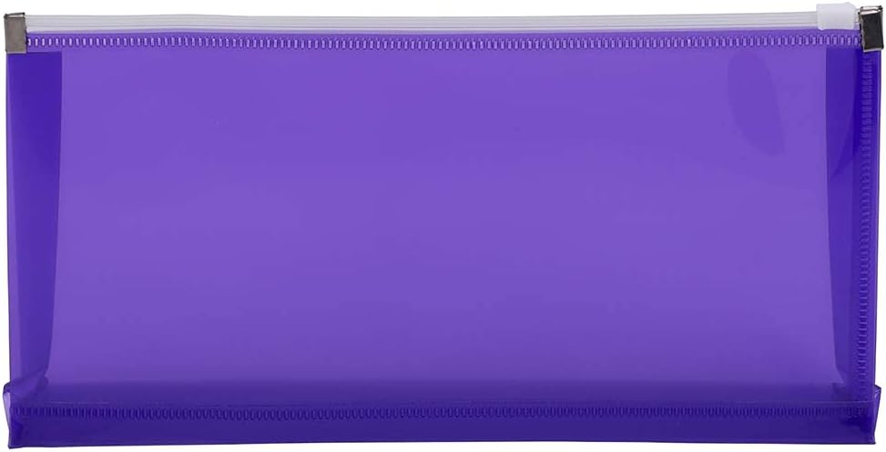 JAM PAPER Plastic Envelopes with Zip Closure - #10 Booklet Wallet - 4 1/8 x 9 1/2 - Purple - 12/Pack