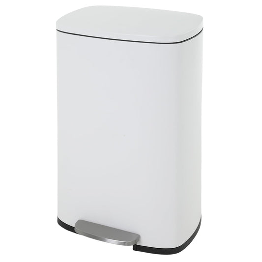 PayLessHere Stainless Steel Trash Can with Lid - Removable Inner Bucket, Foot Pedal Soft Close for Office, Home, Kitchen (White, 13 G)