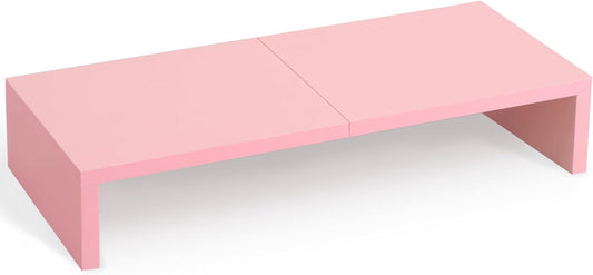 TEAMIX Pink Monitor Riser-20L inch, Wood Monitor Stand for Desk, Sturdy TV/Screen/PC/Printer/Laptop Riser,Computer Shelf with Storage TV Holder for Home Office (Pink, 20 inch)