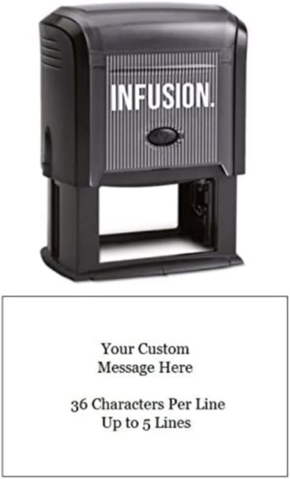 Infusion Self-Inking Custom Rubber Stamp (Personal or Business Use) - Choose from 16 Colors (1-1/2" x 2-3/8")