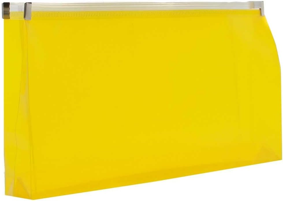 JAM PAPER Plastic Envelopes with Zip Closure - #10 Booklet Wallet - 4 1/8 x 9 1/2 - Yellow - 3/Pack