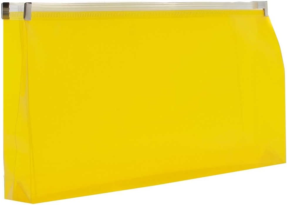 JAM PAPER Plastic Envelopes with Zip Closure - #10 Booklet Wallet - 4 1/8 x 9 1/2 - Yellow - 12/Pack