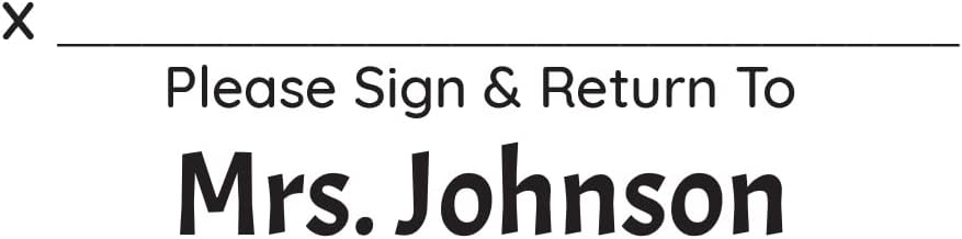 Personalized Sign and Return Teacher Stamp / 2000 Plus Self Inking Homework Signature Stamper/Custom Bold Black Imprint/Made in USA