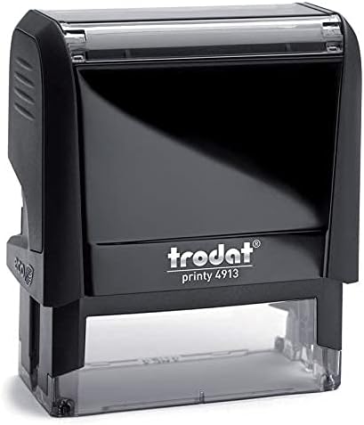 Trodat 4913 Self Ink Notary Stamp - Rectangular, Black, Red, Blue - Plastic - 7/8" x 2-3/8" Impression Area